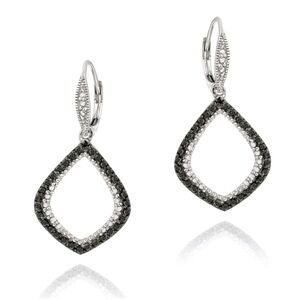 Sterling Silver Black Diamond Accent Leverback Earrings